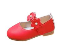 Generisch Chaussures en cuir pour bébé et enfant - Chaussures de princesse confortables - Chaussures de princesse - Chaussures de danse - Chaussures de soirée souples et confortables, rouge, 21 EU