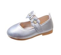 Generisch Chaussures en cuir pour bébé et enfant - Chaussures de princesse confortables - Chaussures de princesse - Chaussures de danse - Chaussures de soirée souples et confortables, argenté, 21 EU