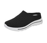 Generisch Chaussures en maille épaisse pour femme - Confortables - Polyvalentes - Légères - Respirantes - Repose-pieds en maille - Demi-chaussons pour femme - Aspect baskets, Noir , 36 EU
