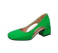 Generisch Chaussures Femme Large H Hiver Couleur Unie Creux Carré Décontracté Épais Chaussures à Talons Hauts Chaussures de Mariage Femmes Hiver, vert, 39 EU
