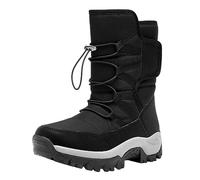 Generisch Chaussures Femme Mode Semelle Épaisse Manches Mi-Longues Bottes Couple Peluche Bottes de Neige Chaud Extérieur Bottes de Neige Femme Noir 37, Noir , 39 EU