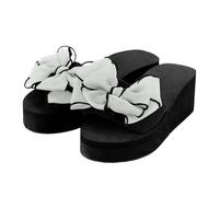 Generisch Chaussures Femmes Baskets à Talons Hauts Originaux Tongs Bowknot Fond épais Antidérapant Porter Femme Talon Compensé Fait à la Main Plage Casual Pantoufles Semelles en Cuir pour Chaussures