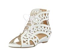 Generisch Chaussures Fermeture éclair Sandales Creuses Rétro Décontracté Hors Compensées Sandales Baskets Blanches Chaussures Femmes 39, Blanc., 39 EU