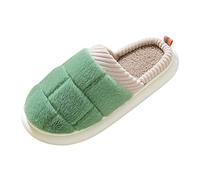 generisch Chaussures Hautes Femmes Talon Épais Couples d'Hiver Vienne Chaud Maison Baotou Sol Doux Confortable Couleur Unie Plat Coton Vadrouille Chaussures avec Talon pour Femmes 37, vert, 41 EU
