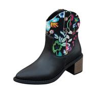 Generisch Chaussures hautes pour femme - Bottines courtes avec bout pointu - Talon bicolore pour femme - Waders d'hiver - Pointure 48, Noir , 37 EU