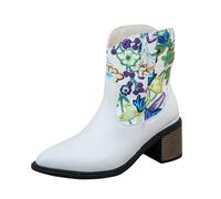 Generisch Chaussures hautes pour femme - Bottines courtes avec bout pointu - Talon bicolore pour femme - Waders d'hiver - Pointure 48, beige, 38 EU