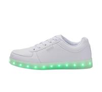 Generisch Chaussures lumineuses LED colorées Version coréenne Paire de chaussures de sport à chargement USB Chaussures basses Or Argent Chaussures de sport, Blanc., 44 EU