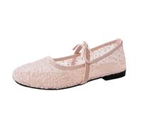 Generisch Chaussures Mary-Jane brodées pour tous les jours - Pantoufles classiques à bout carré, Rose, 41 EU