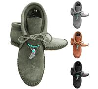 Generisch Chaussures médiévales pour femme, style viking rétro en cuir PU, bottines courtes à franges, style rétro, bottines plates, costume d'Halloween cosplay, pantoufles, vert, 41 EU