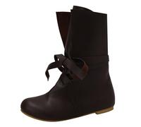 Generisch Chaussures médiévales pour homme et femme - Chaussures à lacets - Style Renaissance - Rétro - En cuir synthétique - Bottes de chasseur - Pour Halloween et cosplay, marron, 41 EU