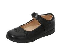 Generisch Chaussures plates Mary Jane pour fille - Chaussures d'école - Chaussures de fête - Ballerine - Chaussures de princesse - Petites chaussures en cuir - Chaussures pour enfant, Gris foncé., 34