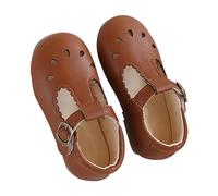 Generisch Chaussures plates pour enfant - Élégantes - Style Preppy - Respirantes - Pour le printemps et l'été - Semelle souple solide - Boucle creuse - Chaussures de randonnée, marron, 24 EU