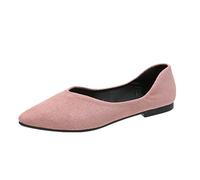 Generisch Chaussures plates unies à bout pointu pour femme, Rose, 38 EU
