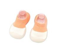 Generisch Chaussures pour bébé fille Premiers marcheurs avec de jolis nœuds Semelle en caoutchouc antidérapante pour l'intérieur, Orange, 20 EU