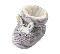 Generisch Chaussures pour enfants en coton et velours, semelles épaisses et chaudes, douces, mignonnes, pas devant les chaussures, gris, 20 EU