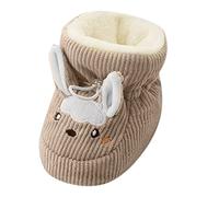 Generisch Chaussures pour enfants en coton et velours, semelles épaisses et chaudes, douces, mignonnes, pas devant les chaussures, kaki, 20 EU