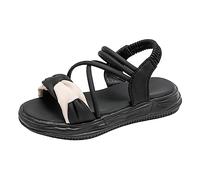 Generisch Chaussures pour enfants - Sandales plates décontractées avec bouche de poisson - Semelle souple et confortable - Sandales de plage pour enfants, Noir , 34 EU