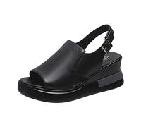 Generisch Chaussures pour femme 43 Largeur H Chaussures fixes Sandales romaines Sandales compensées Boucle Sandales pour femmes Chaussures 38,5, Noir , 40 EU