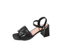 Generisch Chaussures pour femme 43 - Style fée - Élégantes et polyvalentes - Sandales d'été compensées - Sandales de loisirs pour femme - Escarpins compensés - Talon 37, Noir , 35 EU