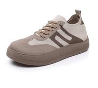 Generisch Chaussures pour femme élégantes et confortables en maille - Baskets légères et respirantes - Chaussures plates tendance - Style rétro - Chaussures de marche - Gilet d'infirmière, beige, 42