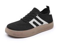 Generisch Chaussures pour femme élégantes et confortables en maille - Baskets légères et respirantes - Chaussures plates tendance - Style rétro - Chaussures de marche - Gilet d'infirmière, Noir , 39