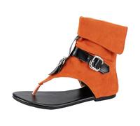 Generisch Chaussures pour femme Hiver 39 Femmes Été Clip Orteil Sandales Romaines Plates Boucle de Ceinture en Denim, Grand Haut Chevron Bottes Cool Bottes de Mariage Chaussures Femmes Rouge, rouge