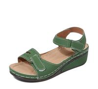 Generisch Chaussures pour femme vernies jaunes pour une détente décontractée. Design à bout ouvert. Talon compensé. Bride réglable. Parfait pour l'été et avec un jean. Chaussures 720 femme, Vert armée