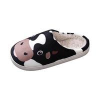 Generisch Chaussures pour femmes 36 paires hiver Noël thème vache impression pantoufles hommes et femmes pantoufles d'intérieur grande taille femmes chaussures 39 ballerine, Noir , 39 EU