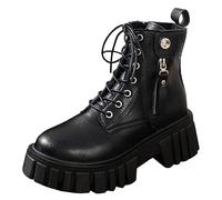 Generisch Chaussures pour femmes à la mode semelle épaisse mi-longue manches en peluche bottes de neige chaudes d'extérieur Waders 48, Noir , 37 EU