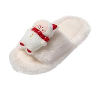 Generisch Chaussures pour femmes Escarpins Bleu Noir Femmes Pantoufles Mode Motif Dessin animé Décoration de Noël Mignon Hiver Épais Chaud Chaussures d'intérieur Chaussures Femmes Été Talon 8, beige