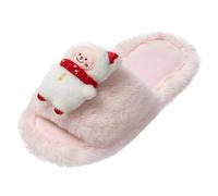 Generisch Chaussures pour femmes Escarpins Bleu Noir Femmes Pantoufles Mode Motif Dessin animé Décoration de Noël Mignon Hiver Épais Chaud Chaussures d'intérieur Chaussures Femmes Été Talon 8, Rose