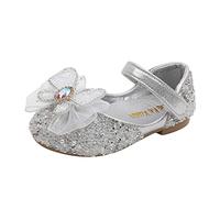 Generisch Chaussures pour filles 34 printemps tout-petit et fille chaussures décontractées semelle épaisse boucle à bout rond chaussures baskets garçons 35, argenté, 22 EU