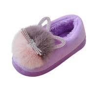 Generisch Chaussures pour filles Chaussons en peluche pour l'intérieur Maison Chaussons en coton chaud et mignon Taille 37, lilas, 23 EU