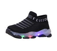 generisch Chaussures pour Filles Sport Enfants Bébé Chaussettes Décontractées Chaussures Lumineuses Filles Mesh Mené Lettre Menant Bébé Chaussures Baskets 21, Noir , 2.5 ans