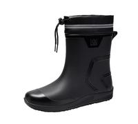 Generisch Chaussures pour homme rétro 6 mi-mollet, protège-dents, chaussures en caoutchouc, surchaussures à emporter, bottes de pluie chaudes, chaussures de boxe pour homme, Noir , 42 EU