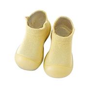 Generisch Chaussures pour nouveau-né et fille - À volants solides - Semelles souples - Premières chaussures antidérapantes - Baskets lumineuses, jaune, 18 EU