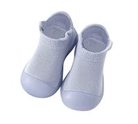 Generisch Chaussures pour nouveau-né et fille - À volants solides - Semelles souples - Premières chaussures antidérapantes - Baskets lumineuses, bleu, 26 EU