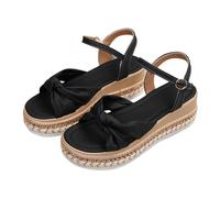 Generisch Chaussures pour semelles orthopédiques - Sandales d'été à bout exposé - Boucle simple - Couleur unie - Nœud papillon - Sandales plates - Pour femme - Léopard - Taille 42
