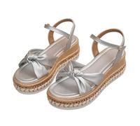 Generisch Chaussures pour semelles orthopédiques - Sandales d'été à bout exposé - Boucle simple - Couleur unie - Nœud papillon - Sandales plates - Pour femme - Léopard - Taille 42