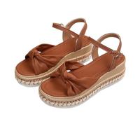 Generisch Chaussures pour semelles orthopédiques - Sandales d'été à bout exposé - Boucle simple - Couleur unie - Nœud papillon - Sandales plates - Pour femme - Léopard - Taille 42