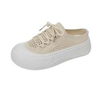 Generisch Chaussures respirantes pour femme - Chaussures de loisirs pour femme - Couleur unie - Plateforme antidérapante - Chaussures à enfiler - Semelle souple - Chaussures en maille, Blanc., 37 EU