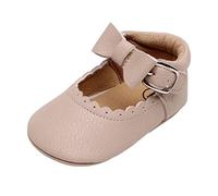 Generisch Chaussures simples pour bébé fille Bowknot Premières chaussures avec sangle à boucle Fond souple Respirant Chaussures de princesse, kaki, 22 EU