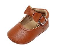 Generisch Chaussures simples pour bébé fille Bowknot Premières chaussures avec sangle à boucle Fond souple Respirant Chaussures de princesse, marron, 19 EU