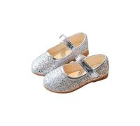 Generisch Chaussures tendance pour fille, chaussures de danse douces à talons hauts, chaussures à paillettes pour bébé, argenté, 31 EU Étroit