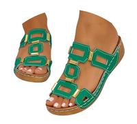 Generisch Chaussures universitaires pour femme B avec boucle carrée, mules confortables avec semelle rembourrée, chaussures d'hiver imperméables pour femme, vert, 37 EU