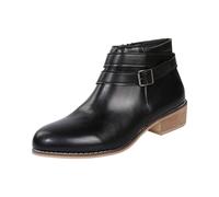 Generisch Chelsea Bottines pour femme, doublées, avec fermeture éclair, élégantes, avec boucles, bottines à talon court, bottes de travail confortables pour femmes, bottes en cuir
