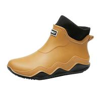 Generisch Chelsea Chaussures de pluie mi-hautes pour homme et femme - Doublées - Imperméables - Larges bottes de pluie - Bottes en caoutchouc - Tige large - Légères - Bottines de pluie Chelsea, jaune
