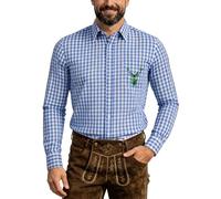 Generisch Chemise à imprimé cowboy western à manches longues, boutonnée, style décontracté en denim, bleu clair, 3XL