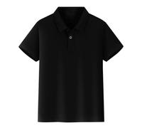 Generisch Chemise à manches courtes pour enfant en piqué - Polo classique pour garçons et filles - Confortable avec boutonnière, Noir , 5-6 ans