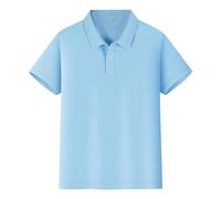 Generisch Chemise à manches courtes pour enfant en piqué - Polo classique pour garçons et filles - Confortable avec boutonnière, bleu, 4-5 ans